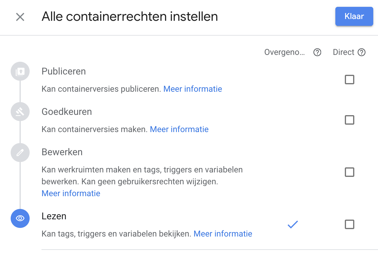 Containerrechten Google Tag Manager
